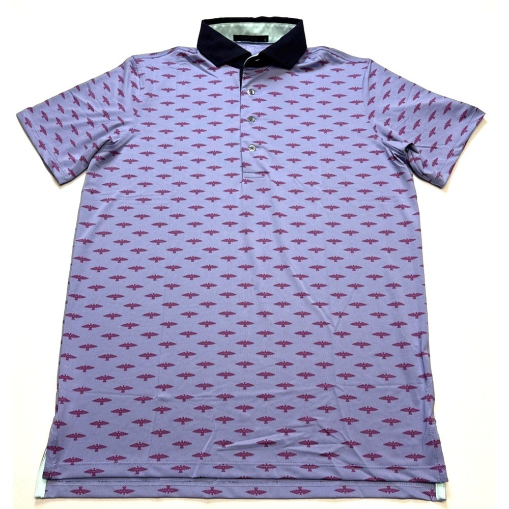 Greyson Performance Polo Shirt Mens Small Lavender AOP Osprey Short Sleeve